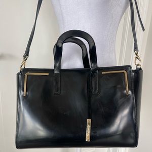 Amber Rose Italian Made Leather Handbag | Black